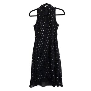 White House Black Market Black and Gold High Low Dress